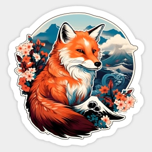 Ukiyo-e Japan fox Sticker